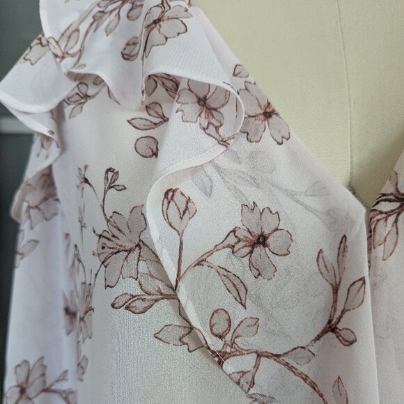 BCBGMAXAZRIA Pink Floral Chiffon Drape Top Size S - Picture 6 of 8